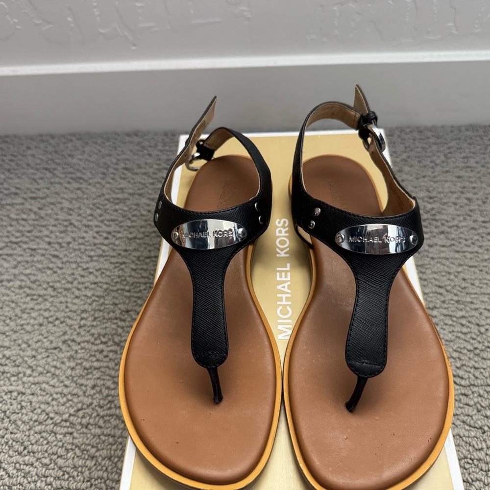Michael Kors Black and Tan Sandals
